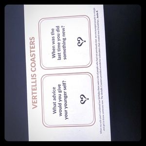 Party coasters with engaging questions